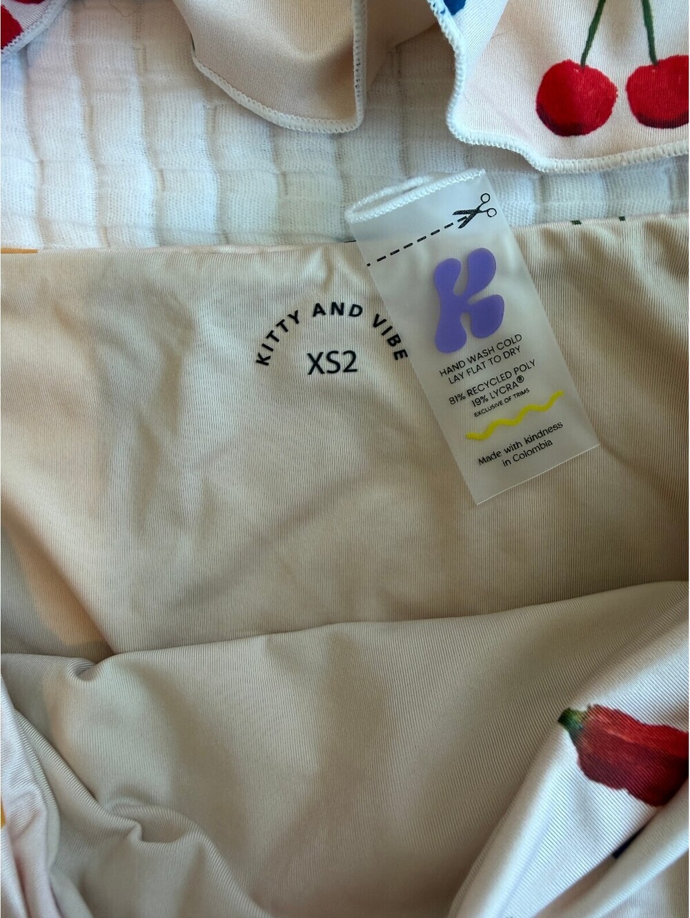 NWT Kitty and Vibe Fruit Print Ruffle Bikini Set XS High Waisted - Picture 5 of 5
